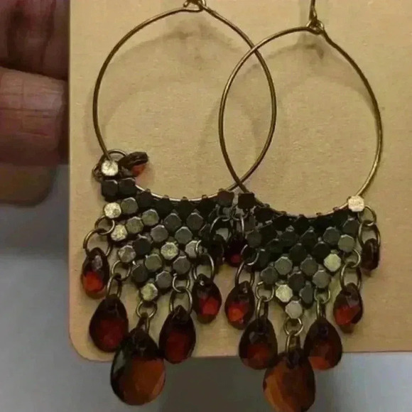 Beaded Hoop Earrings Bundle of two Natural Colored Fashion Jewelry - Picture 3 of 4